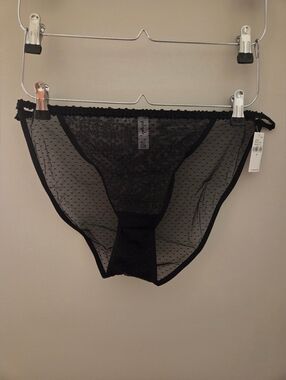 Old Navy Black Sheer Polka Dot Bikini Briefs